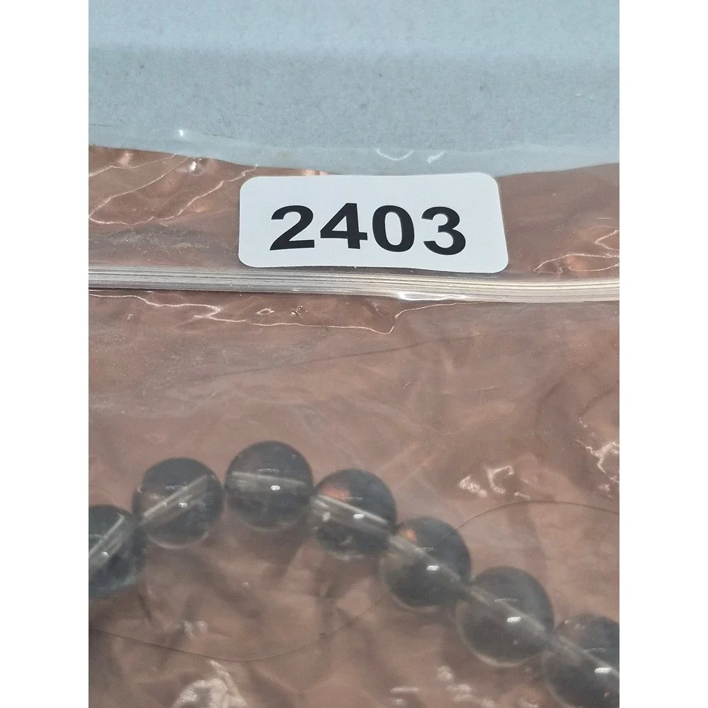 Smoky Quartz Bead‎ Necklace Women Brown Toggle Clasp Polished Round Stone Strand